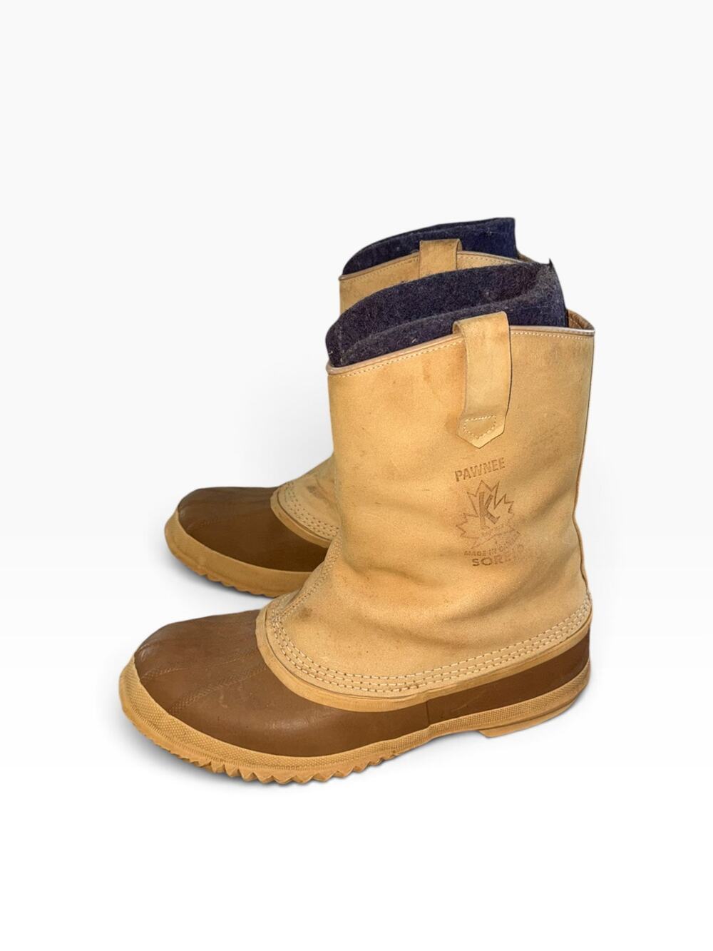 Vintage Sorel Pawnee Boots Men Size 12 Made in Canada Leather Rubber Duck Boots